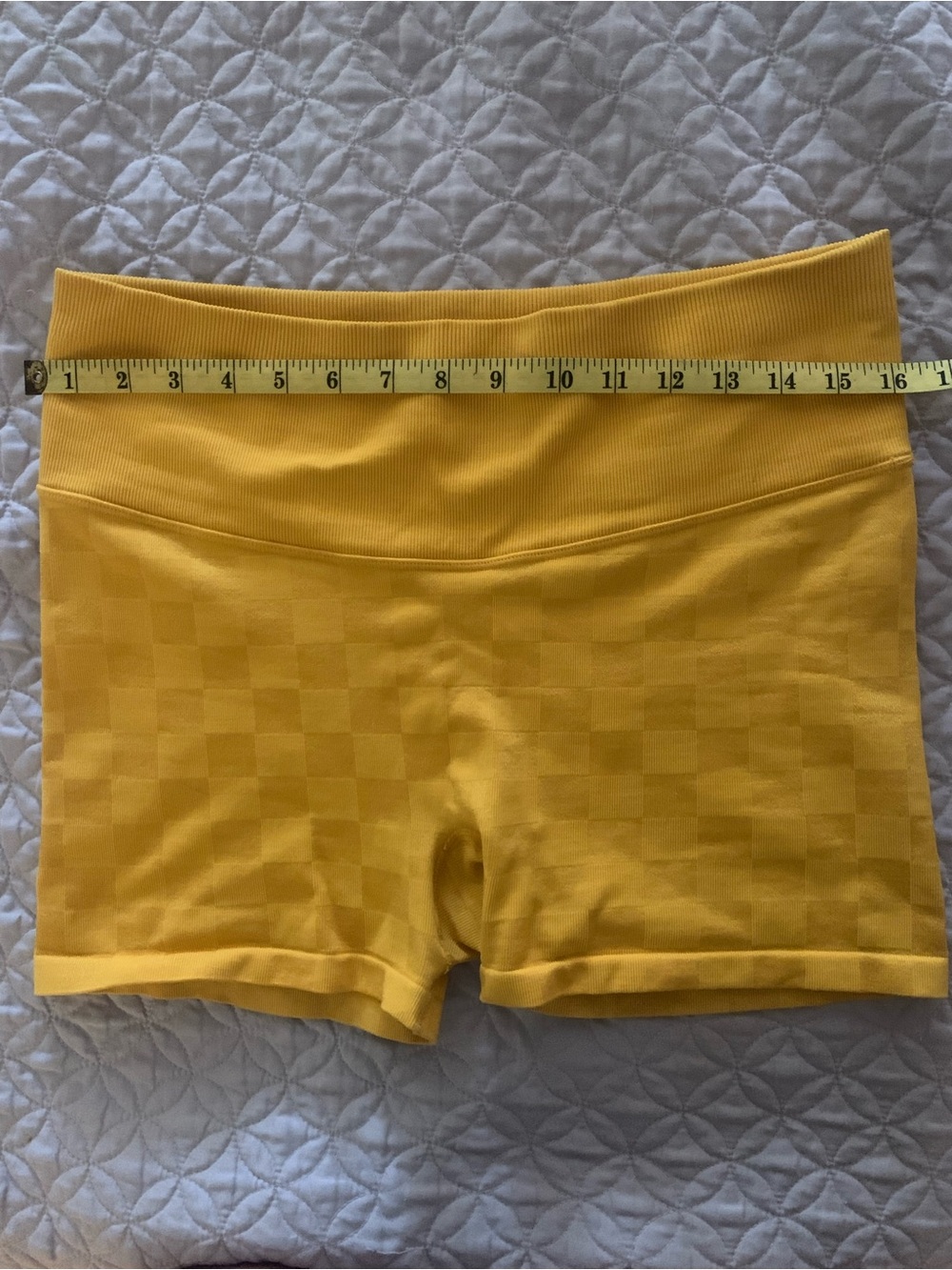 High waist Joy lab yellow checker print workout set M-L - Picture 4 of 6